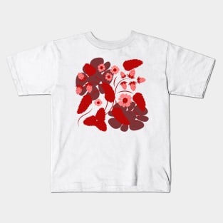 Folk floral art print  Flowers abstract art  poster Kids T-Shirt